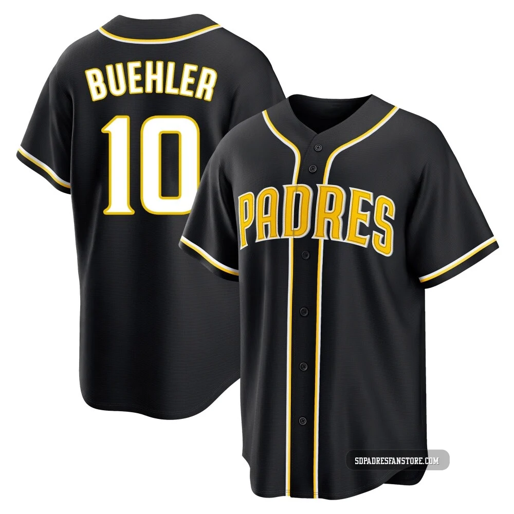 San Diego Padres ＃10 Walker Buehler Men's Black Replica Fashion Out Jersey
