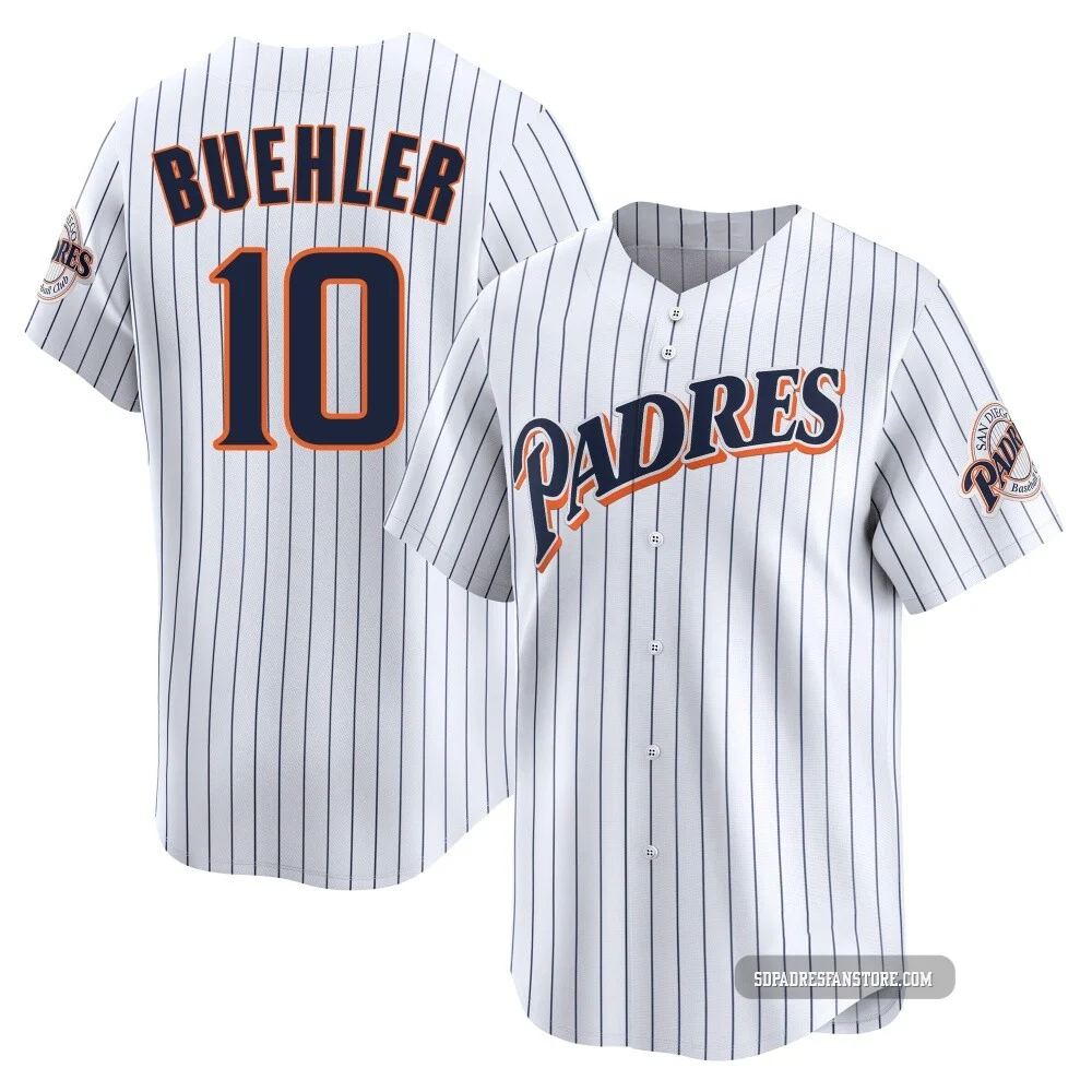 San Diego Padres ＃10 Walker Buehler Men's White Limited Cooperstown Collection Jersey