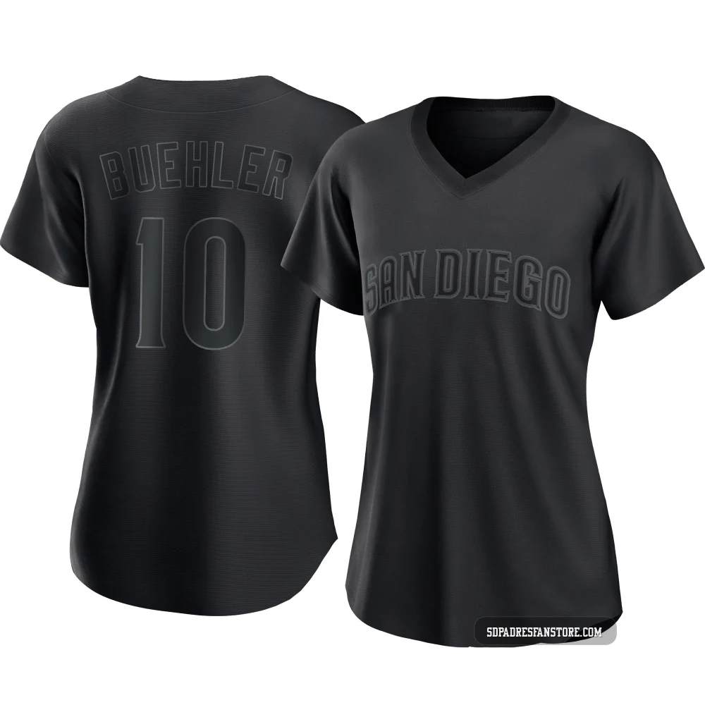 San Diego Padres ＃10 Walker Buehler Women's Black Authentic Pitch Fashion Jersey