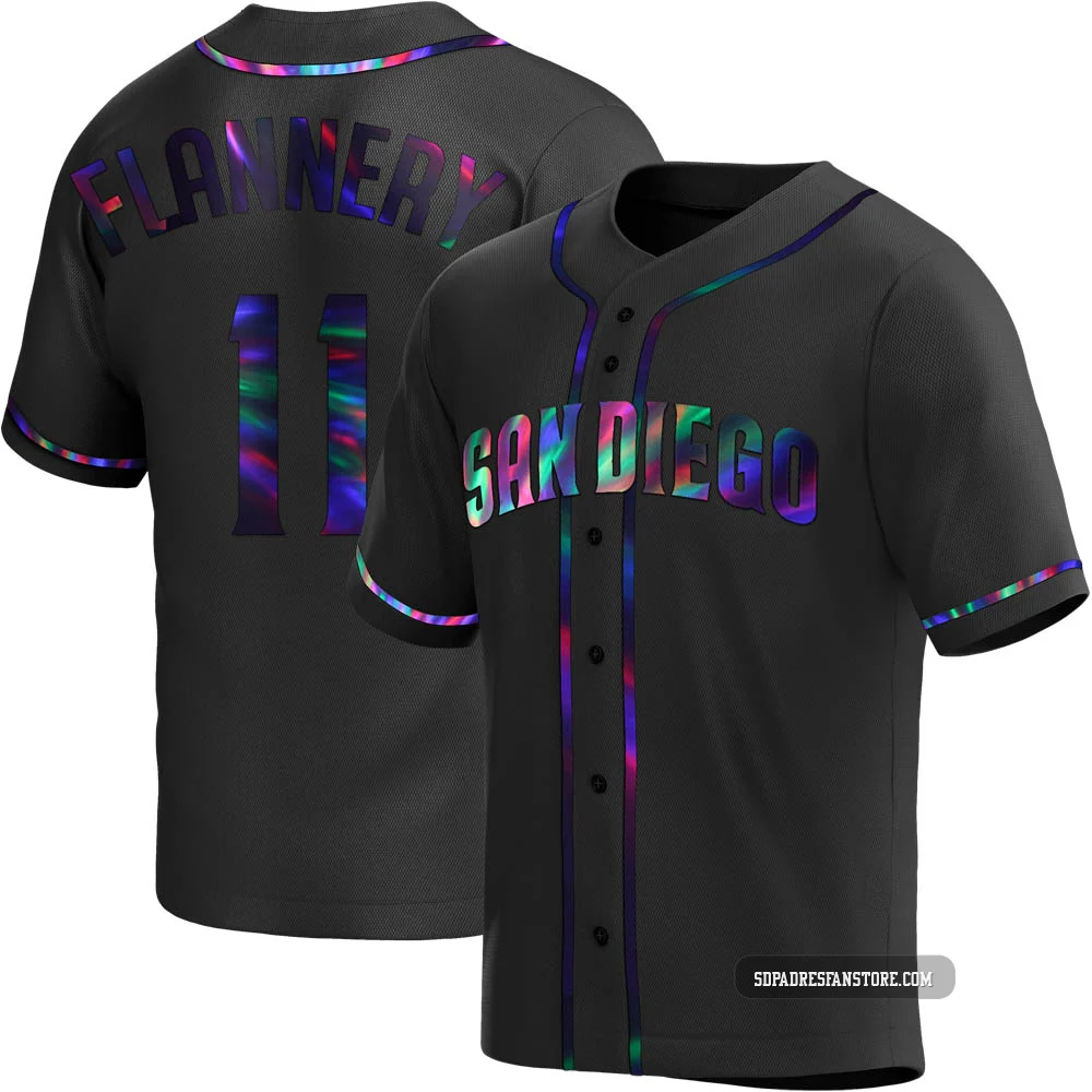 San Diego Padres ＃11 Tim Flannery Men's Black Replica Holographic Alternate Jersey