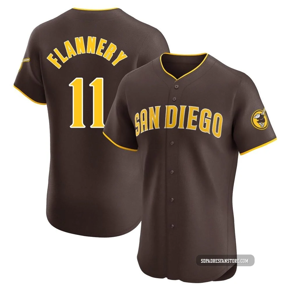San Diego Padres ＃11 Tim Flannery Men's Brown Elite Road Vapor Premier Jersey