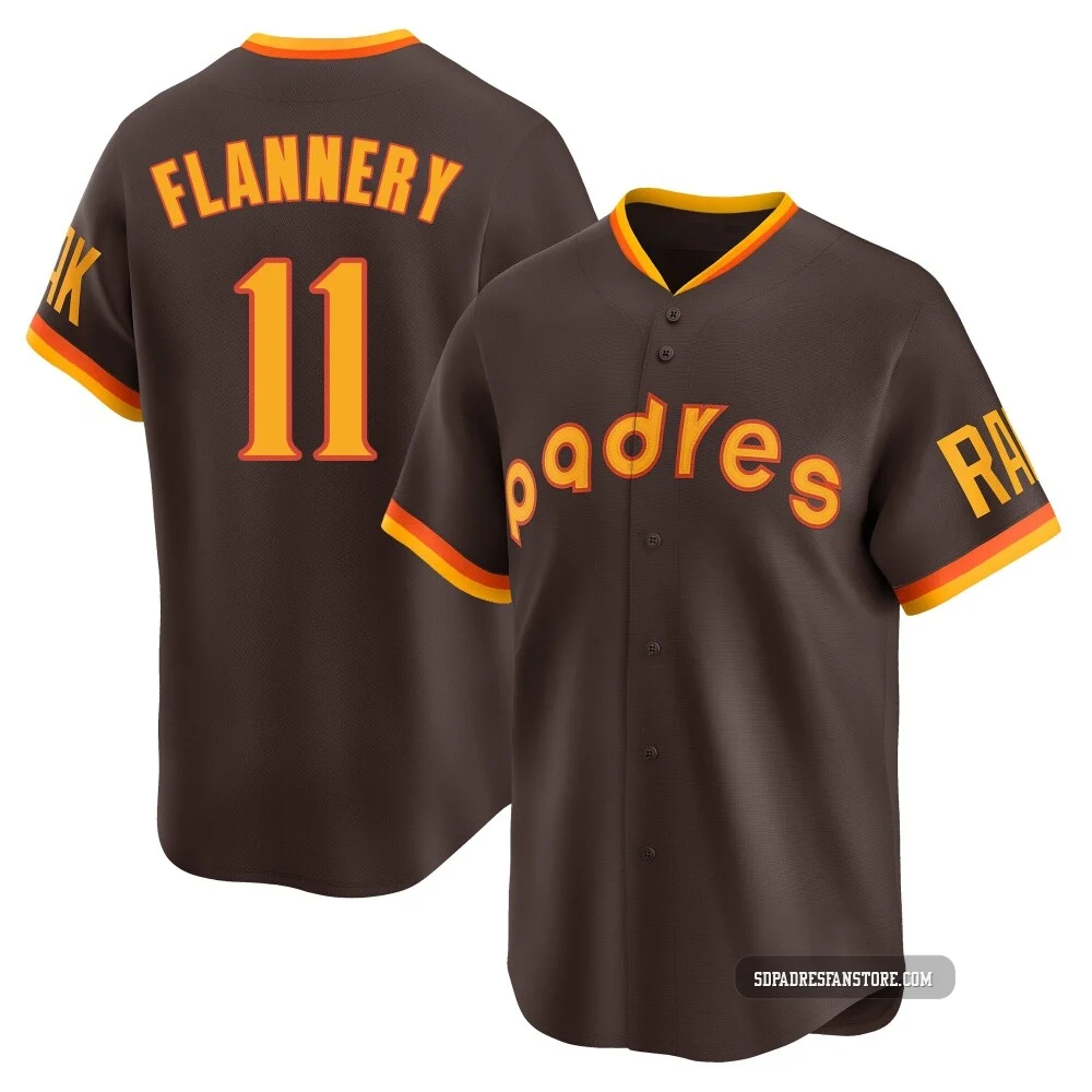 San Diego Padres ＃11 Tim Flannery Men's Brown Limited Cooperstown Collection Jersey