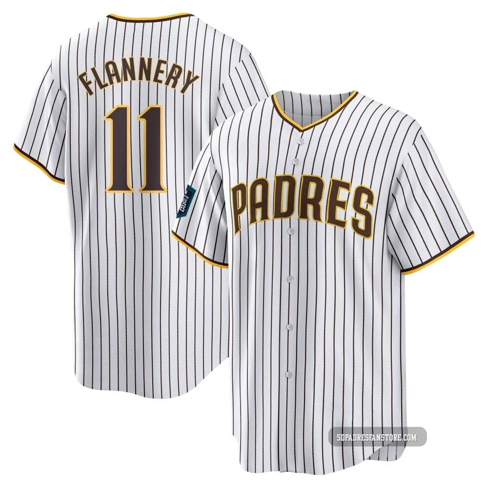 San Diego Padres ＃11 Tim Flannery Men's White Replica 2024 World Tour Seoul Series Home Jersey