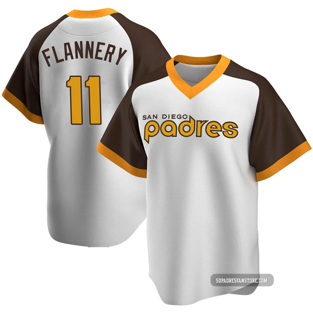 San Diego Padres ＃11 Tim Flannery Men's White Replica Home Cooperstown Collection Jersey