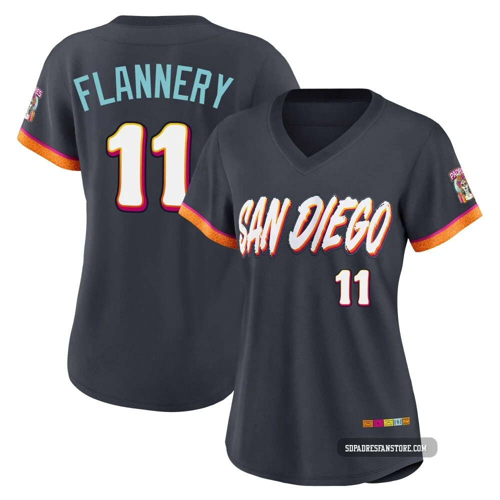 San Diego Padres ＃11 Tim Flannery Women's Limited Obsidian 2026 City Connect Stadium Jersey