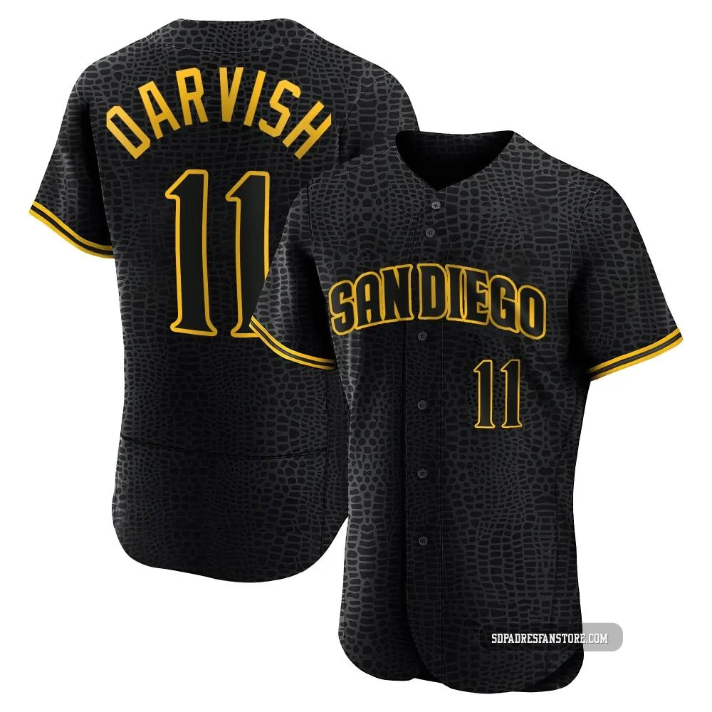 San Diego Padres ＃11 Yu Darvish Men's Black Authentic Snake Skin City Jersey
