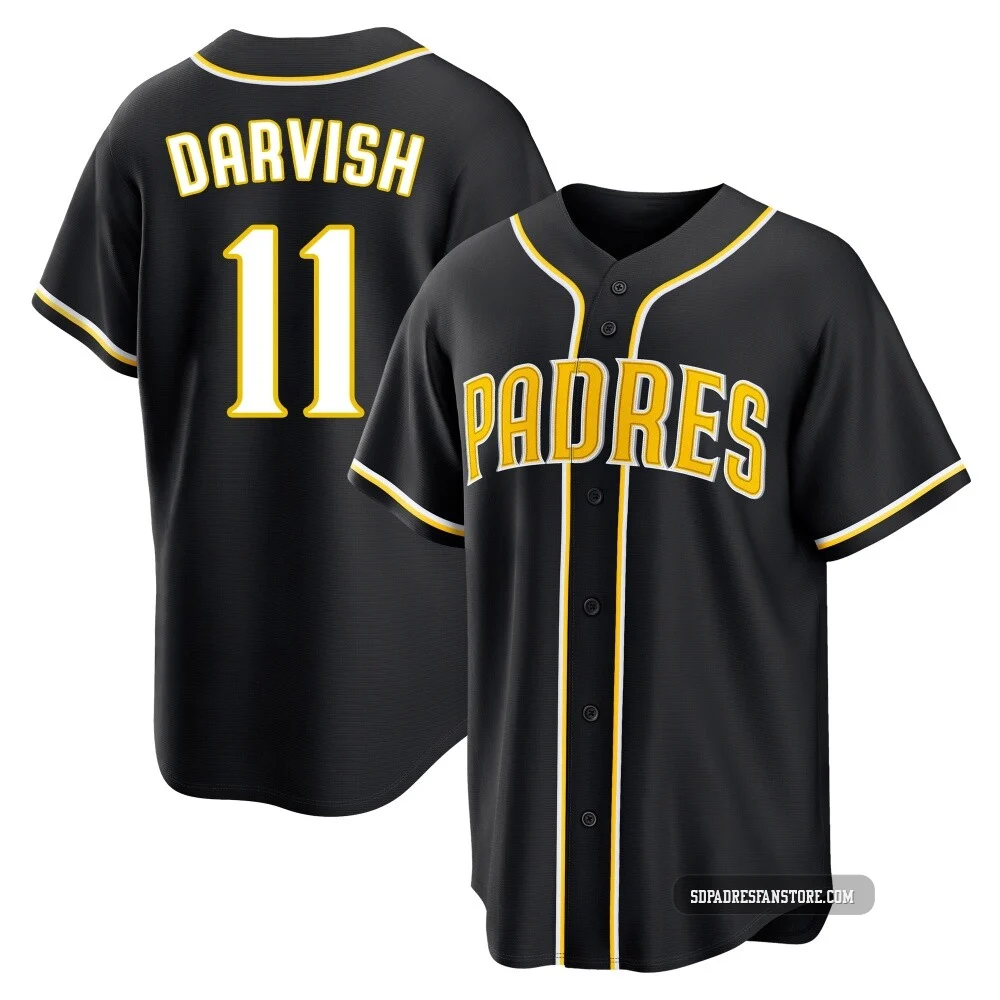 San Diego Padres ＃11 Yu Darvish Youth Black Replica Fashion Out Jersey