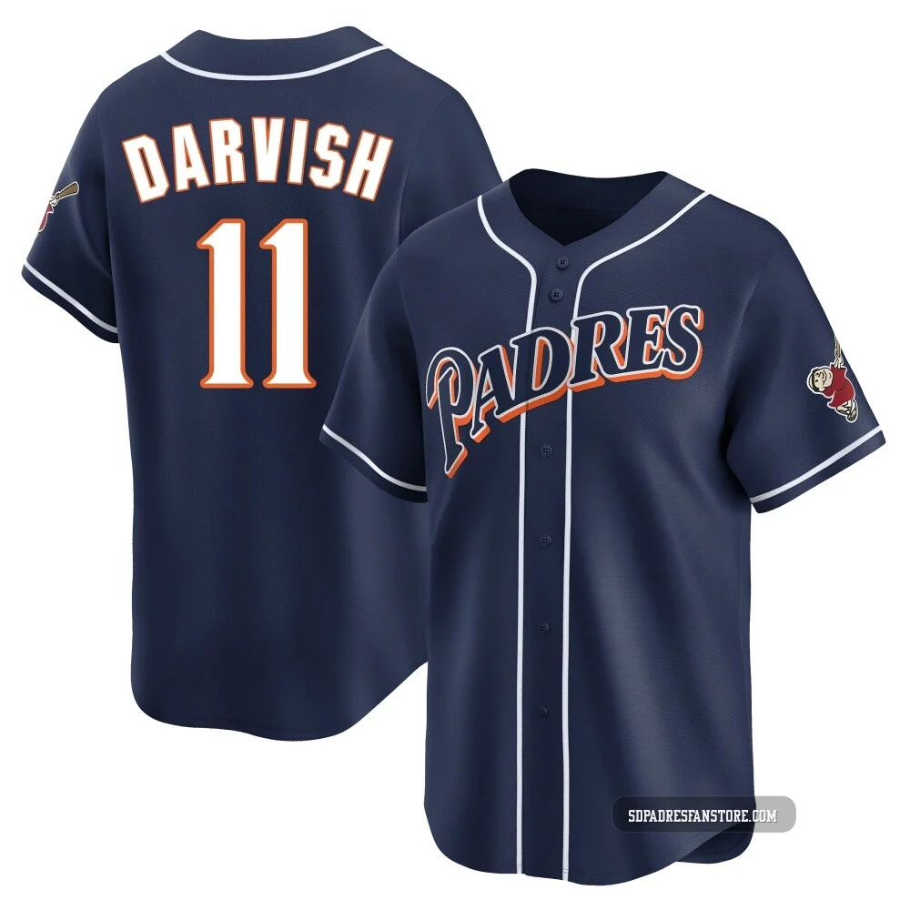 San Diego Padres ＃11 Yu Darvish Youth Navy Limited Cooperstown Collection Jersey