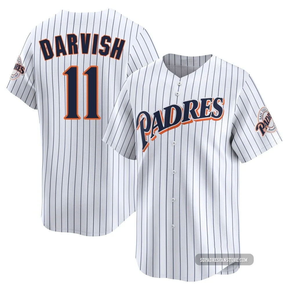 San Diego Padres ＃11 Yu Darvish Youth White Limited Cooperstown Collection Jersey