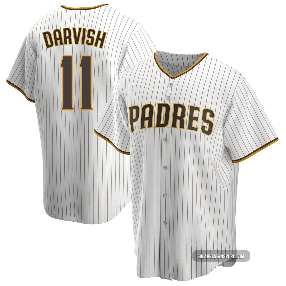 San Diego Padres ＃11 Yu Darvish Youth White/Brown Replica Home Jersey