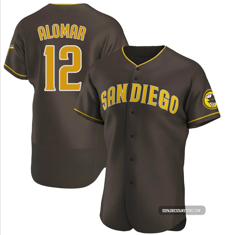 San Diego Padres ＃12 Roberto Alomar Men's Brown Authentic Road Jersey