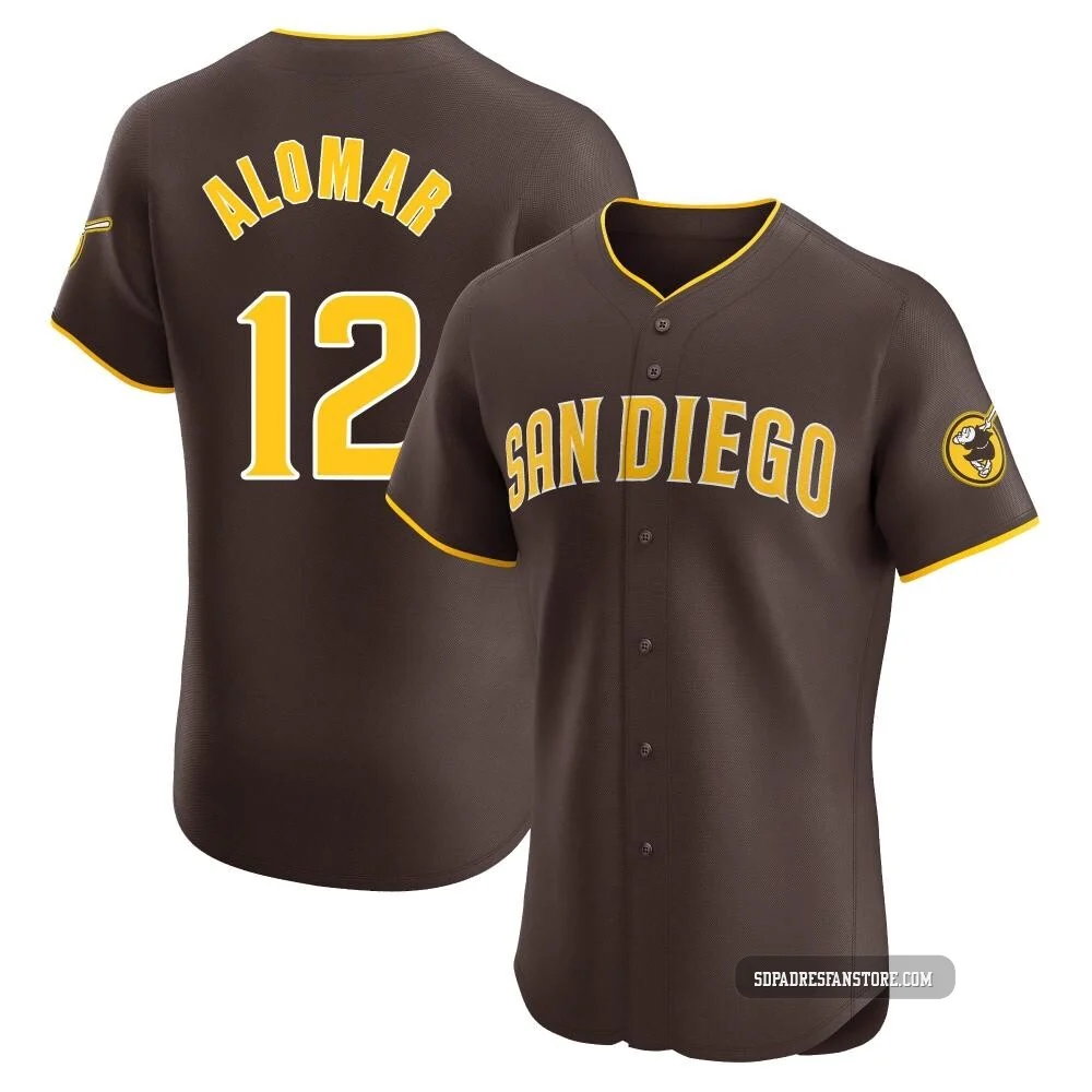 San Diego Padres ＃12 Roberto Alomar Men's Brown Elite Road Vapor Premier Jersey