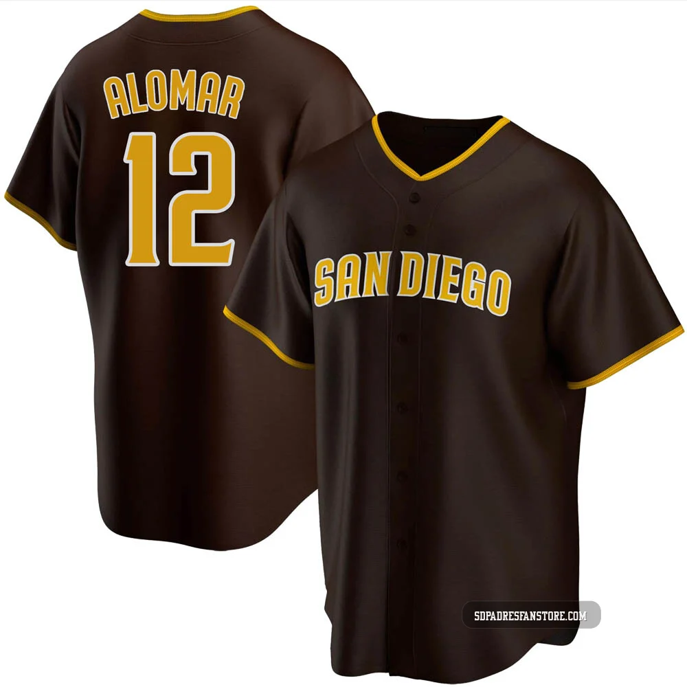 San Diego Padres ＃12 Roberto Alomar Men's Brown Replica Road Jersey