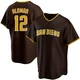 San Diego Padres ＃12 Roberto Alomar Men's Brown Replica Road Jersey