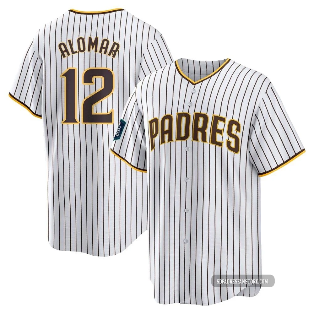 San Diego Padres ＃12 Roberto Alomar Men's White Replica 2024 World Tour Seoul Series Home Jersey