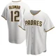 San Diego Padres ＃12 Roberto Alomar Men's White/Brown Replica Home Jersey
