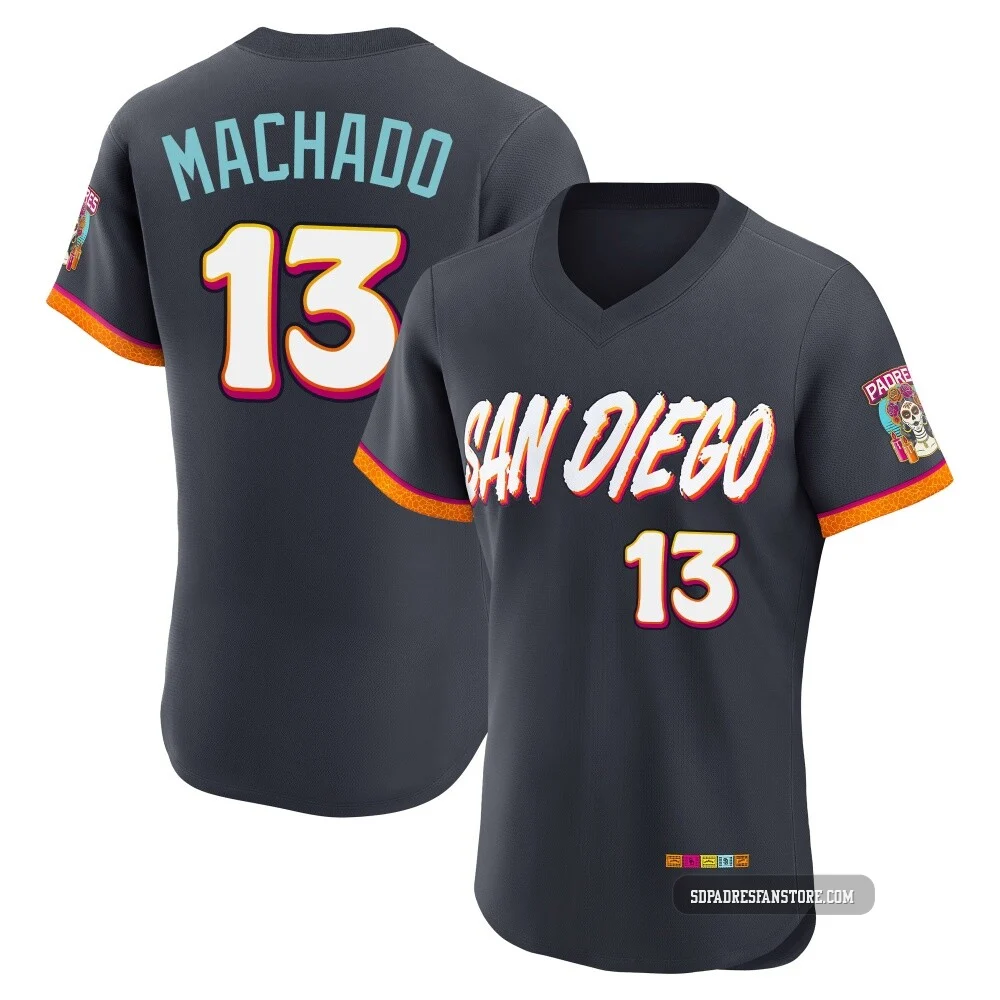 San Diego Padres ＃13 Manny Machado Men's Authentic Obsidian 2026 City Connect Stadium Jersey