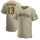San Diego Padres ＃13 Manny Machado Men's Tan/Brown Authentic Alternate Jersey