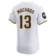 San Diego Padres ＃13 Manny Machado Men's White Elite Home Patch Jersey