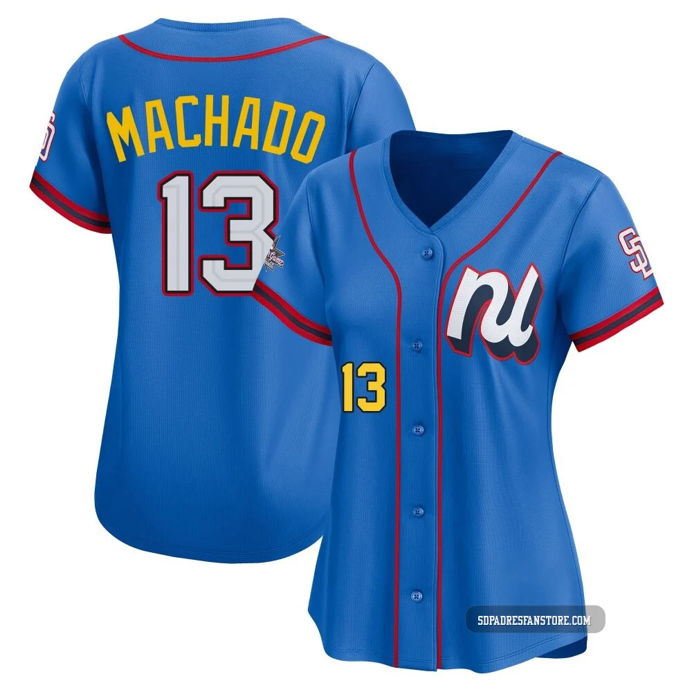 San Diego Padres ＃13 Manny Machado Women's Blue Limited National League 2025 All-Star Edition Jersey
