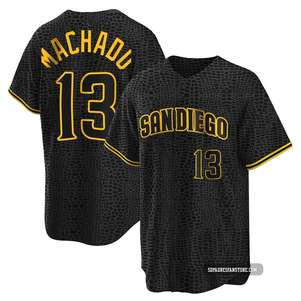 San Diego Padres ＃13 Manny Machado Youth Black Replica Snake Skin City Jersey