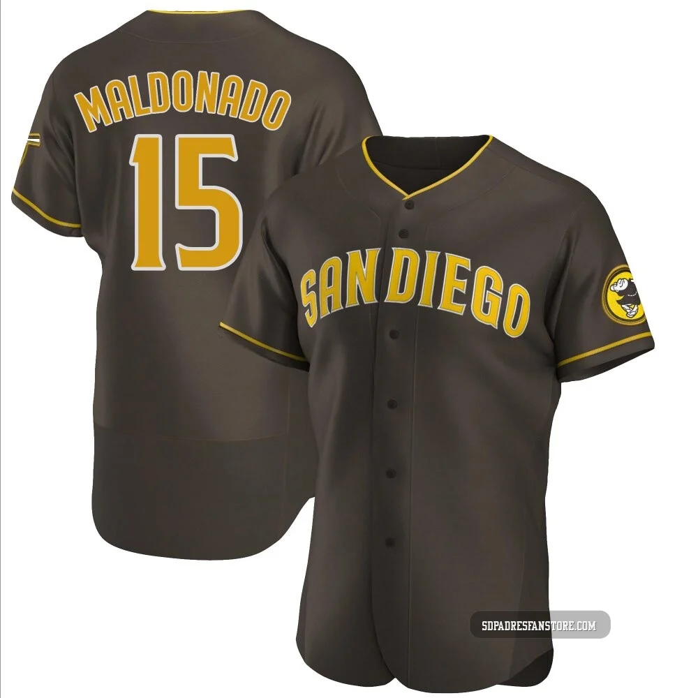 San Diego Padres ＃15 Martin Maldonado Men's Brown Authentic Road Jersey