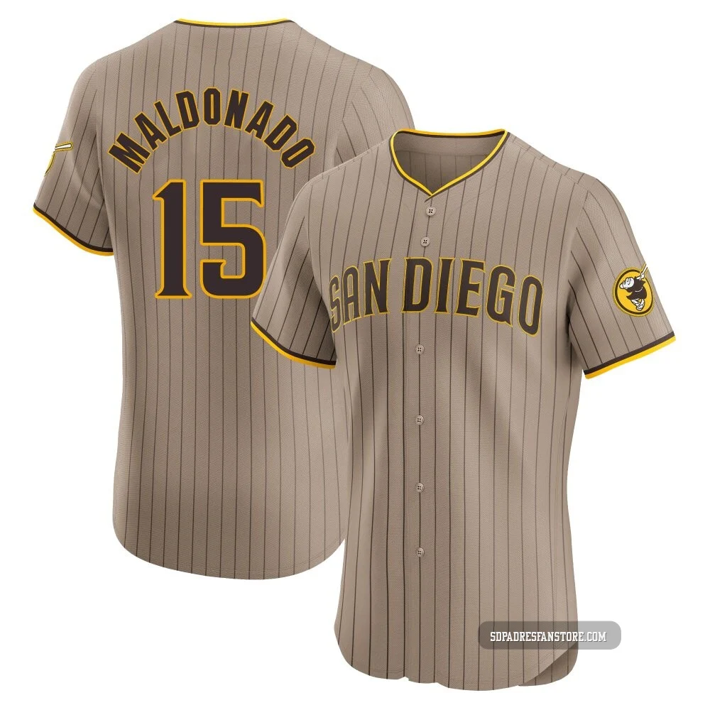 San Diego Padres ＃15 Martin Maldonado Men's Brown Elite Alternate Jersey