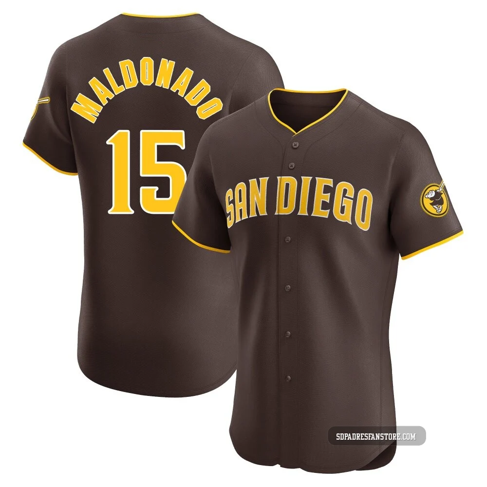 San Diego Padres ＃15 Martin Maldonado Men's Brown Elite Road Vapor Premier Jersey