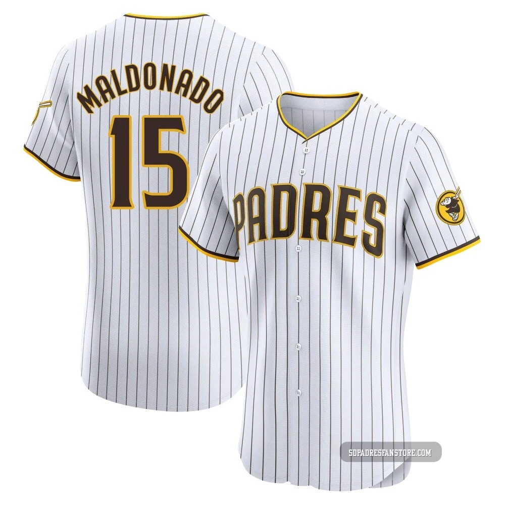 San Diego Padres ＃15 Martin Maldonado Men's White Elite Home Jersey