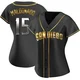 San Diego Padres ＃15 Martin Maldonado Women's Gold Replica Black en Alternate Jersey