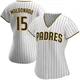 San Diego Padres ＃15 Martin Maldonado Women's White/Brown Replica Home Jersey