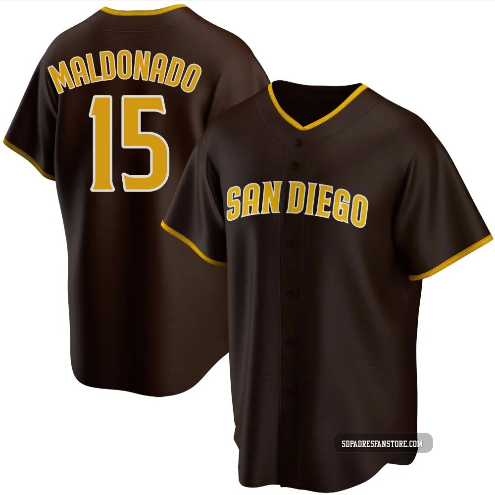 San Diego Padres ＃15 Martin Maldonado Youth Brown Replica Road Jersey
