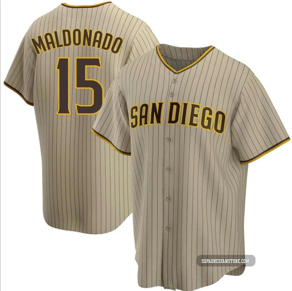 San Diego Padres ＃15 Martin Maldonado Youth Sand/Brown Replica Alternate Jersey
