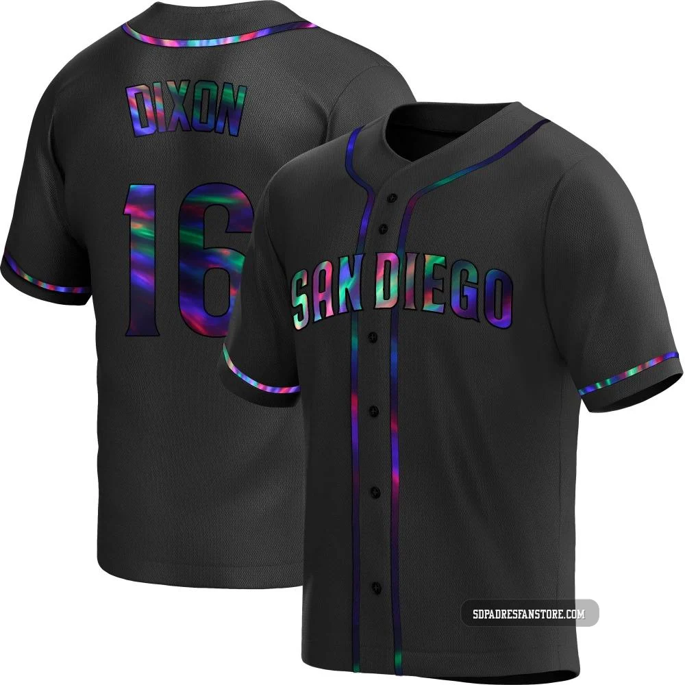 San Diego Padres ＃16 Brandon Dixon Men's Black Replica Holographic Alternate Jersey