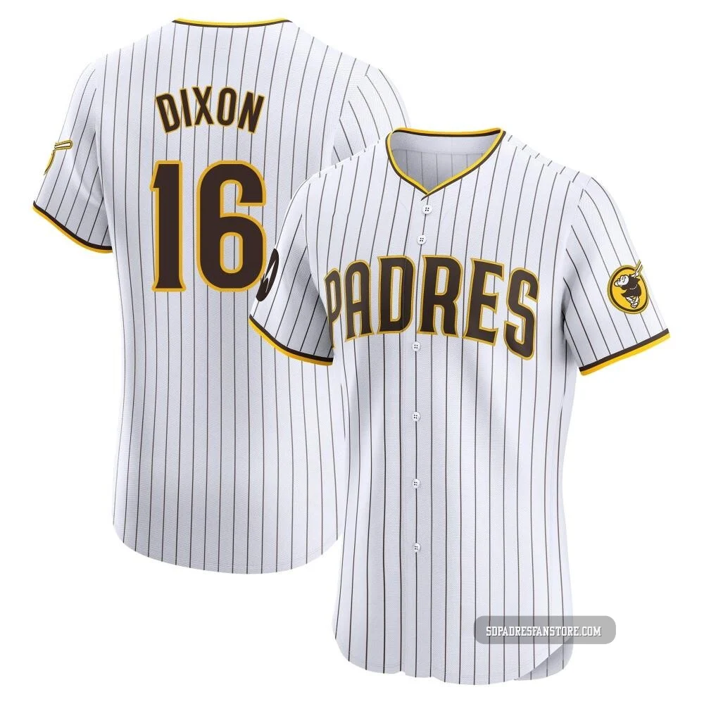 San Diego Padres ＃16 Brandon Dixon Men's White Elite Home Patch Jersey