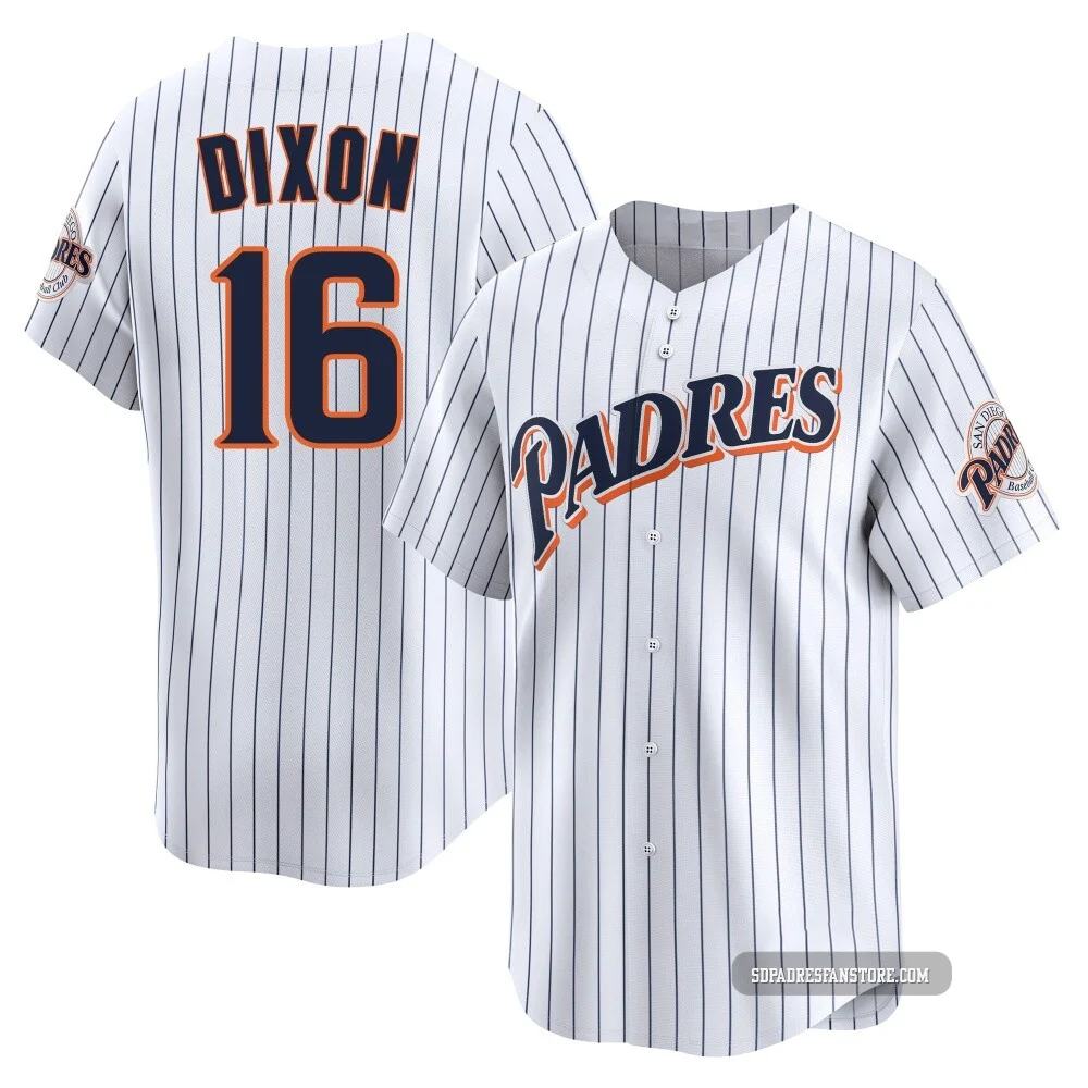 San Diego Padres ＃16 Brandon Dixon Men's White Limited Cooperstown Collection Jersey