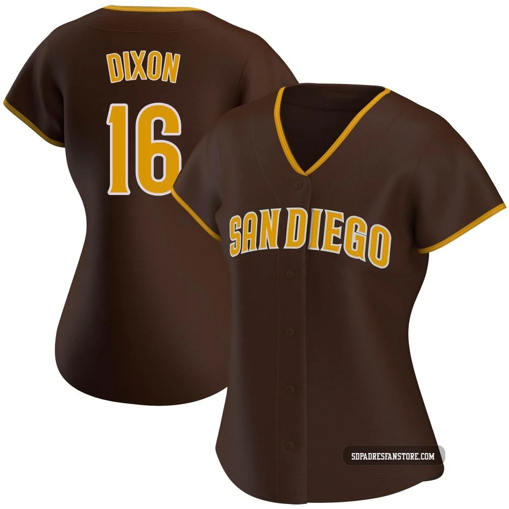 San Diego Padres ＃16 Brandon Dixon Women's Brown Replica Road Jersey
