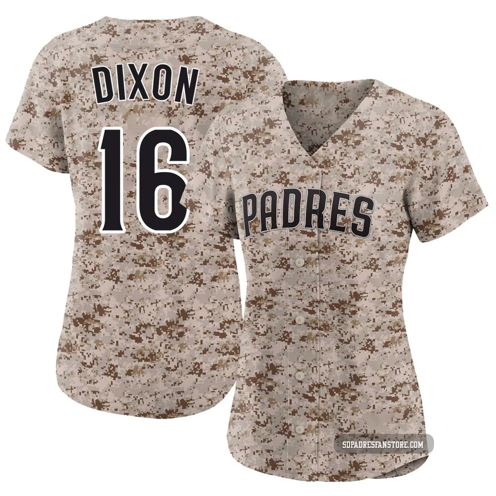 San Diego Padres ＃16 Brandon Dixon Women's Camo Limited 2nd Alternate Jersey