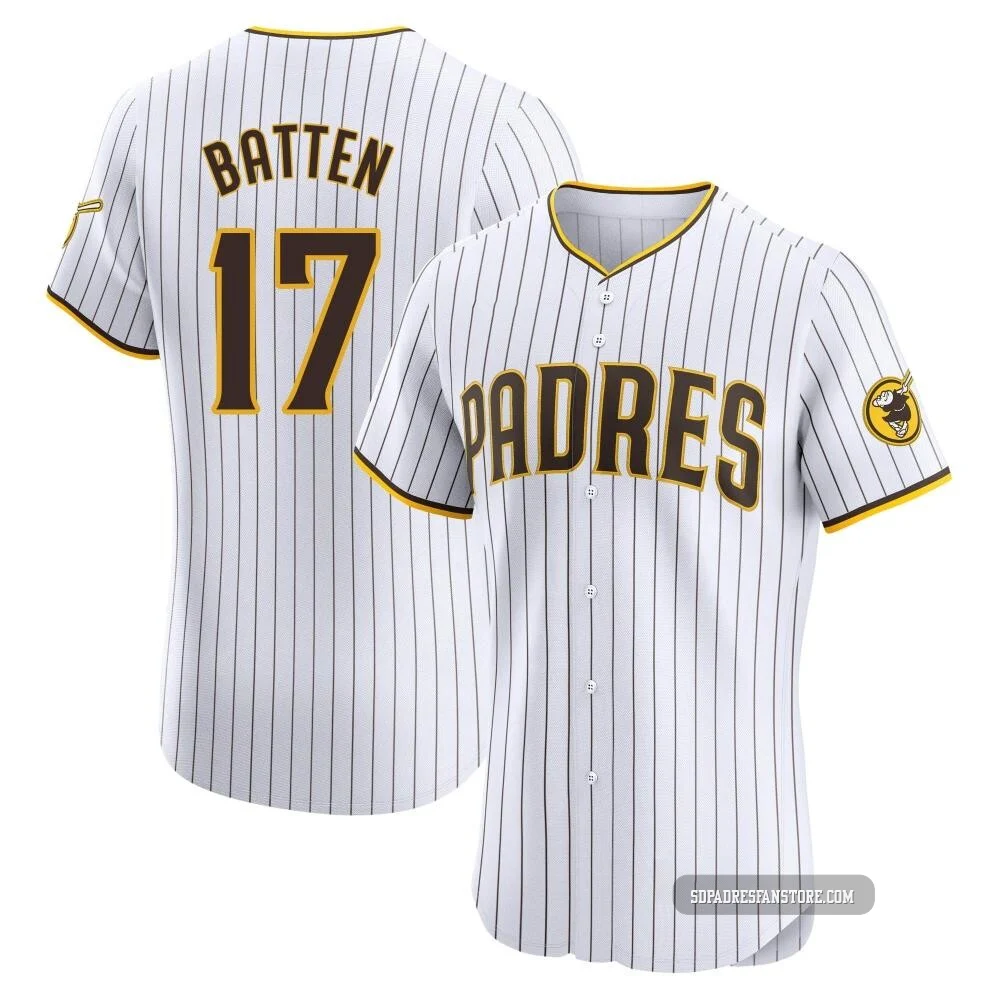 San Diego Padres ＃17 Matthew Batten Men's White Elite Home Jersey