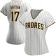 San Diego Padres ＃17 Matthew Batten Women's White/Brown Replica Home Jersey