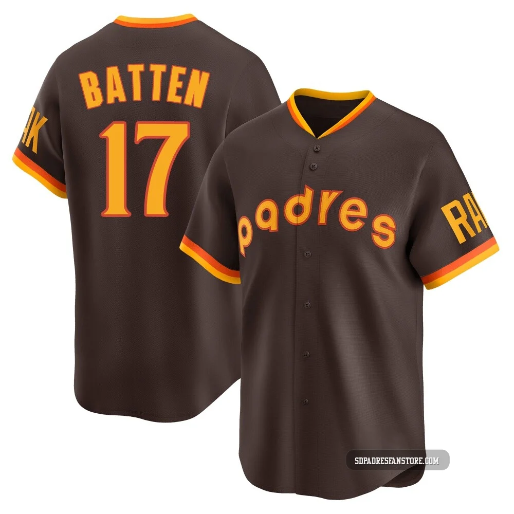 San Diego Padres ＃17 Matthew Batten Youth Brown Limited Cooperstown Collection Jersey
