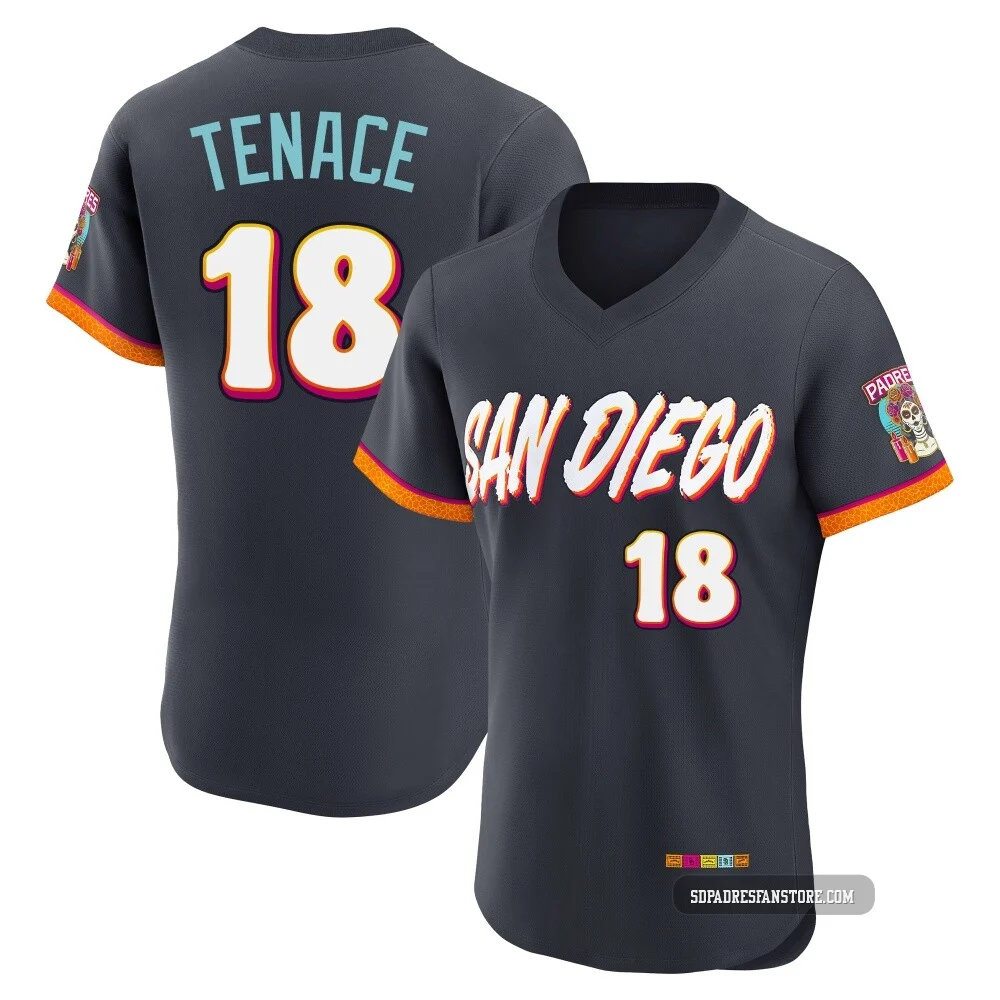 San Diego Padres ＃18 Gene Tenace Men's Authentic Obsidian 2026 City Connect Stadium Jersey