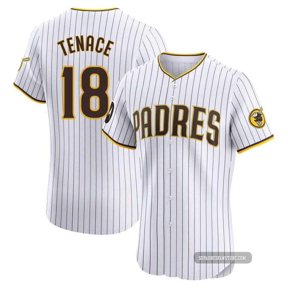 San Diego Padres ＃18 Gene Tenace Men's White Elite Home Patch Jersey