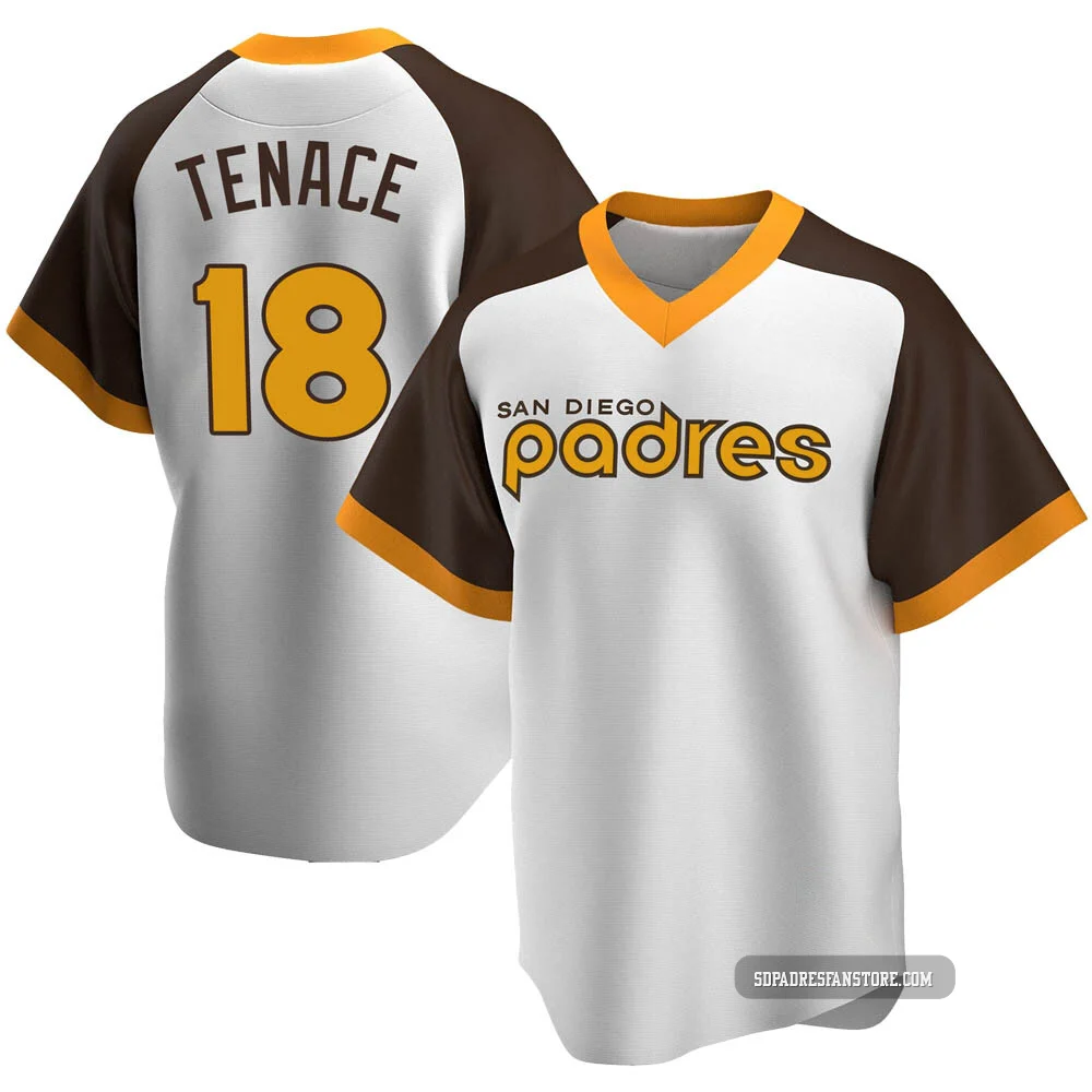 San Diego Padres ＃18 Gene Tenace Men's White Replica Home Cooperstown Collection Jersey