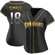 San Diego Padres ＃18 Gene Tenace Women's Gold Replica Black en Alternate Jersey
