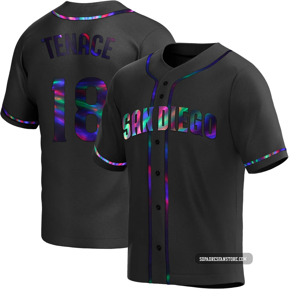 San Diego Padres ＃18 Gene Tenace Youth Black Replica Holographic Alternate Jersey