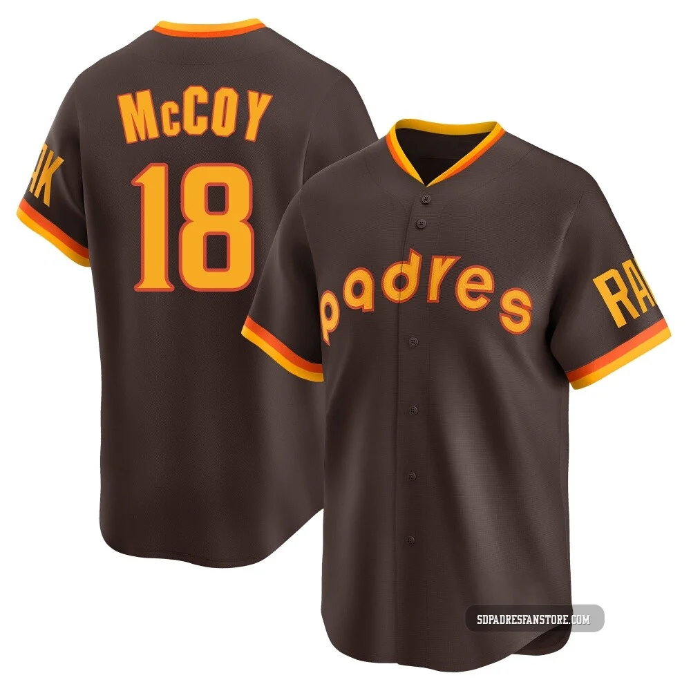 San Diego Padres ＃18 Mason McCoy Men's Brown Limited Cooperstown Collection Jersey
