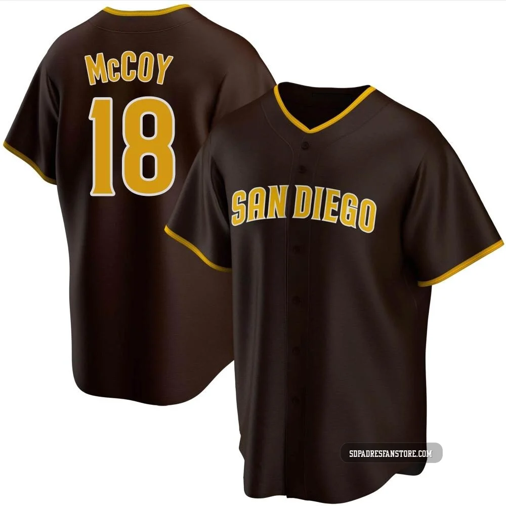 San Diego Padres ＃18 Mason McCoy Men's Brown Replica Road Jersey