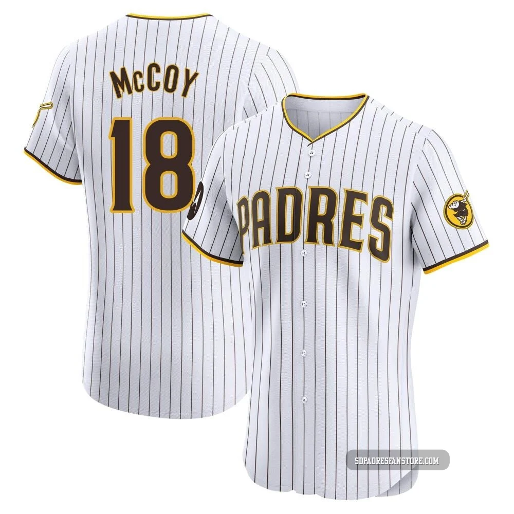 San Diego Padres ＃18 Mason McCoy Men's White Elite Home Patch Jersey