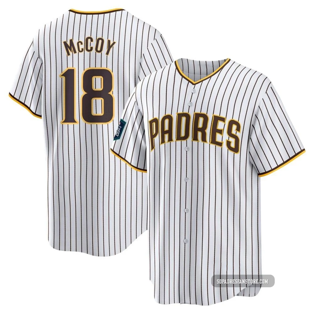 San Diego Padres ＃18 Mason McCoy Men's White Replica 2024 World Tour Seoul Series Home Jersey